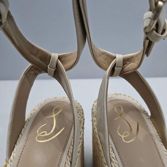NEW Sam Edelman Immie Sandal Womens 10 Chunky Platform Block Heel Cream Leather - Picture 7 of 13